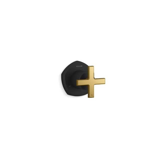 KOHLER Occasion Cross 1-Handle Tub and Shower Faucet Trim in Matte Black with Moderne Brass Trim