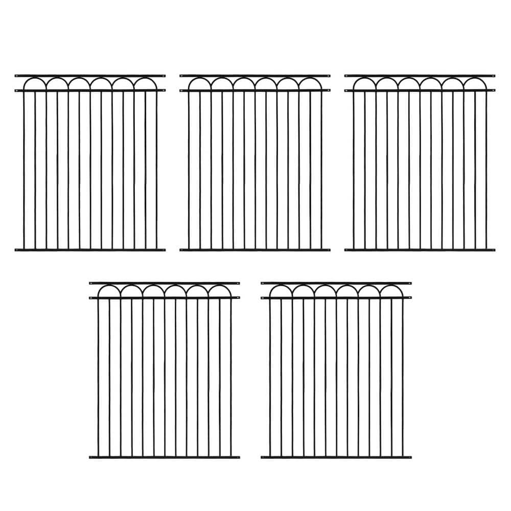 Heavy Duty, Anti-Rust 5 ft. x 6 ft. Black Steel Space Bar Arc Decorative Garden Fence Panel (5-Pack) price history on PriceWatchPro