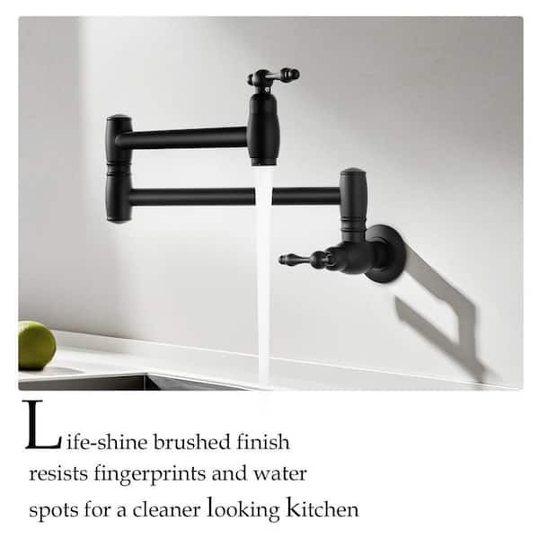 Commercial Restaurant Wall Mount Pot Filler in Matte Black