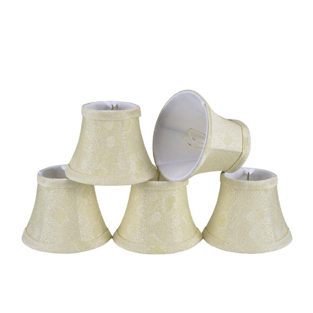 Butter Creme Jacquard Fabric Bell Lamp Shade Set of 5