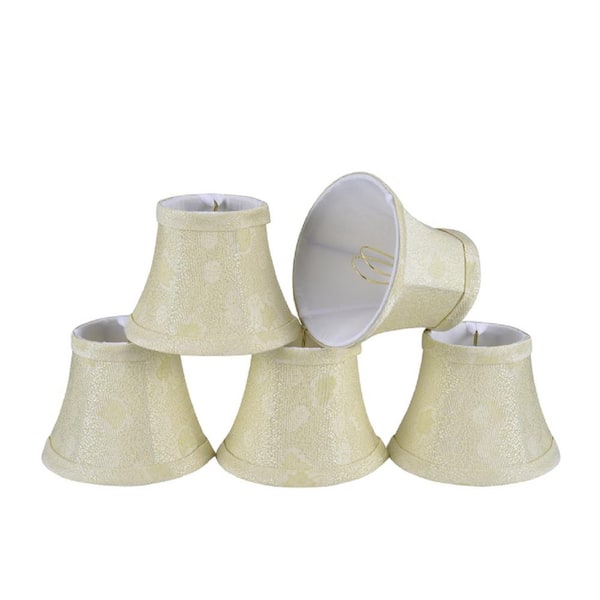 Aspen Creative Corporation 5 in. x 4 in. Butter Creme and Pumpkin Leaf Design Bell Lamp Shade (5-Pack)