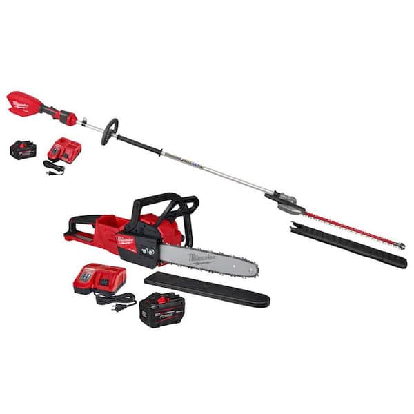 M18 FUEL 18V 24 in. Brushless Cordless Extended Pole Articulating Hedge Trimmer Kit w M18 FUEL 16 in. Chainsaw Kit