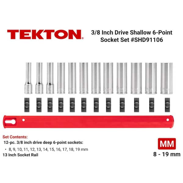 3/8 in. Drive Deep 6-Point Socket Set (12-Piece)