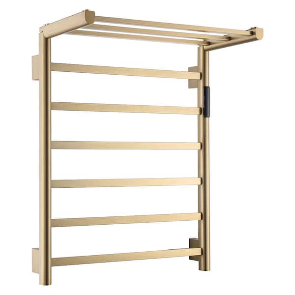 Unbranded 9-Stainless Steel Bars Wall Mounted Electric Heated Towel Drying Rack in Gold EHTRack15