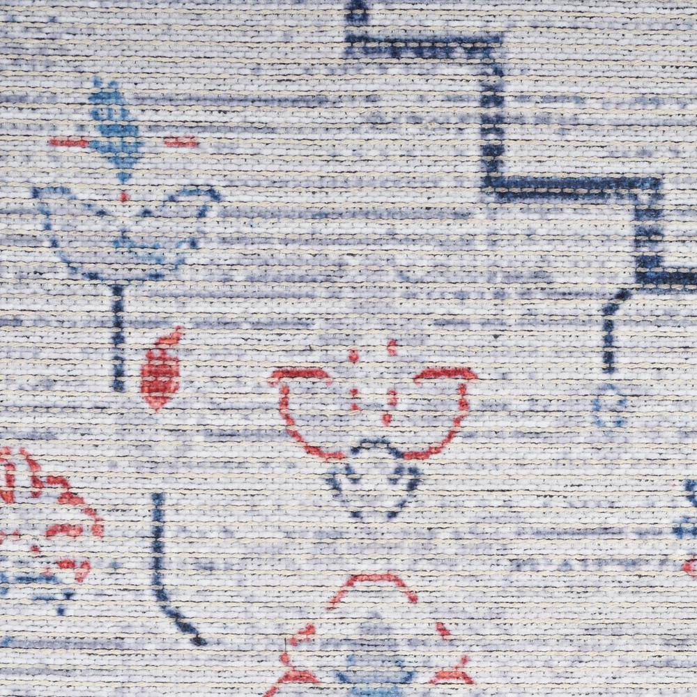 Blue and Ivory Floral Cotton Synthetic Rectangular Area Rug