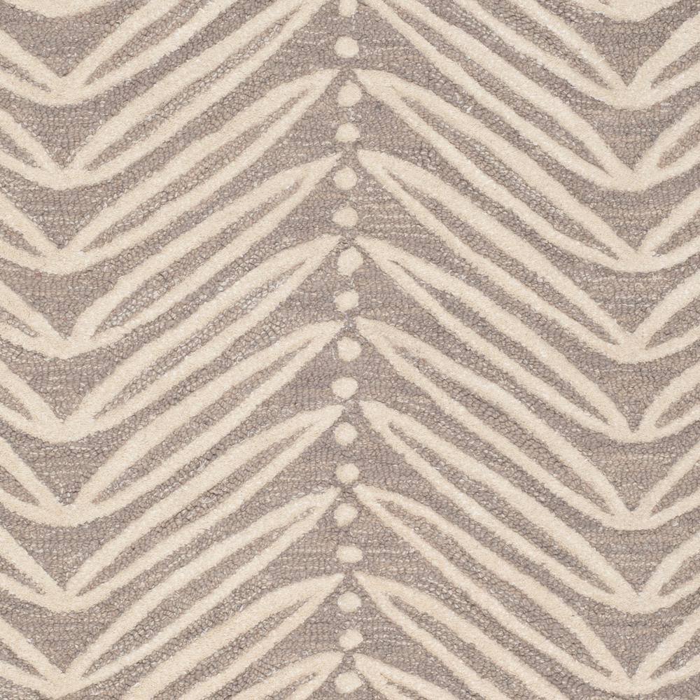 Chevron Leaves Beige and White Wool Viscose 4' x 6' Rug