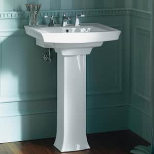 Archer 7.87 in. Vitreous China Pedestal Sink Basin in White with Overflow Drain