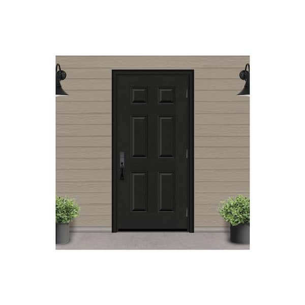 Regency 36 in. x 80 in. Left-Handed 6 Panel Onyx Stain Mahogany Fiberglass Front Door Slab