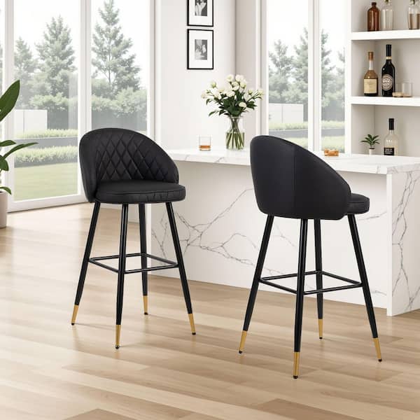 New Classic Furniture Oliver Black Faux Leather Upholstered Bar Stools (Set of 2)