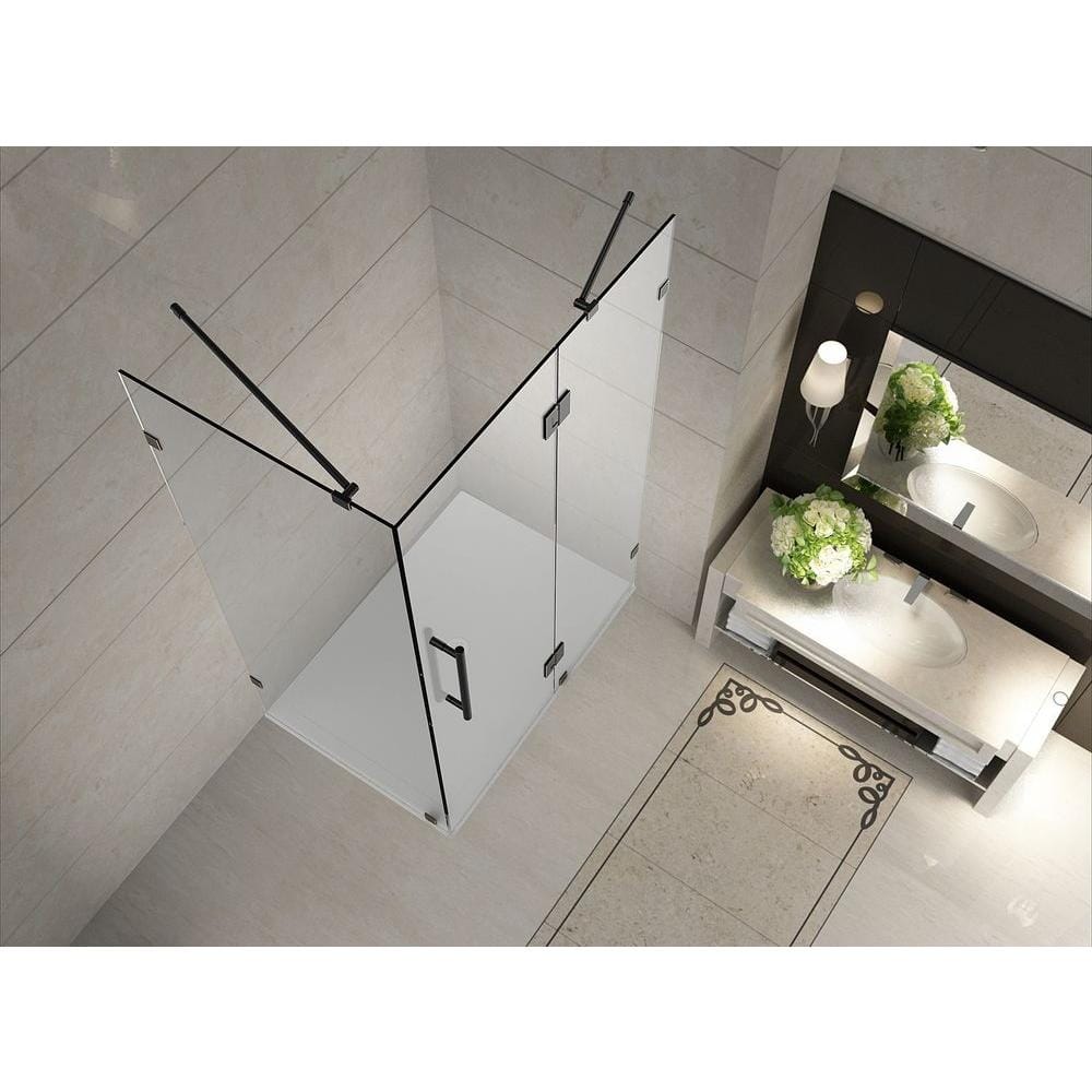 Avalux Oil Rubbed Bronze Frameless Clear Glass Pivot Shower Enclosure