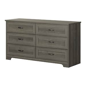 Prairie Gray Maple 6-Drawer 57.75 in. Double Dresser