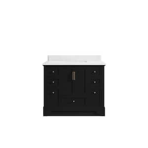 Alys 42 in. W x 22 in. D x 36 in. H Single Sink Bath Vanity in Black with 1.5 in. Empira Quartz Top