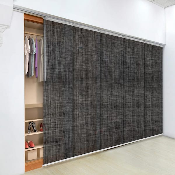 EMOH Chevelle 58 in.- 110 in. W x 116 in. L Adjustable 5-Panel Satin Nickel Single Rail Panel Track with 23.5 in. Slates