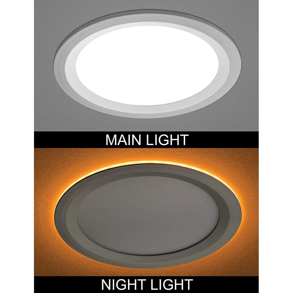 Ultra Slim White 8-Inch Canless LED Recessed Light with Night Feature