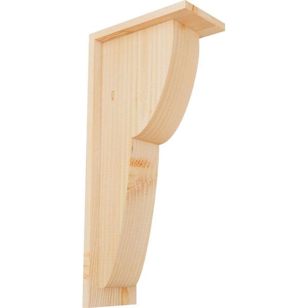 Ekena Millwork 5-1/2 in. x 10 in. x 22 in. Douglas Fir Crestline Smooth Corbel with Backplate