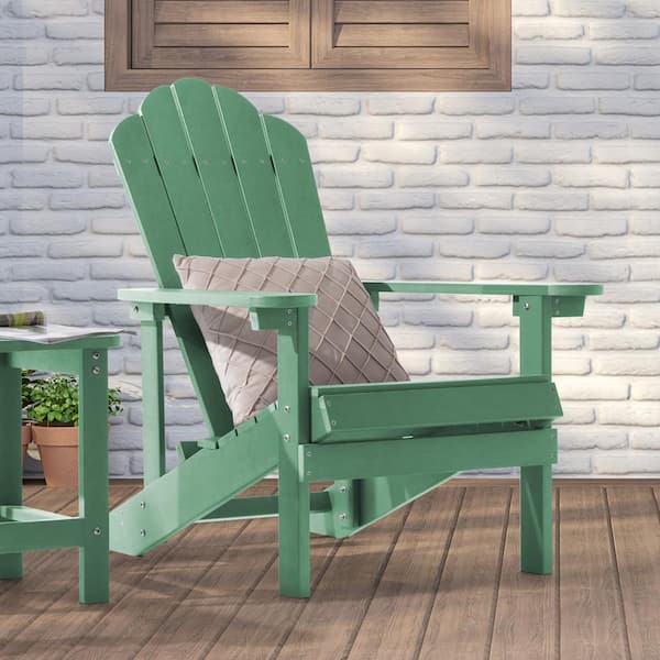 Sonkuki Dark Green Weather Resistant Plastic Adirondack Chair