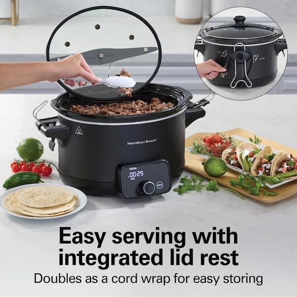 Hamilton Beach Ready, Set, Dinner 6 qt. Black Slow Cooker with