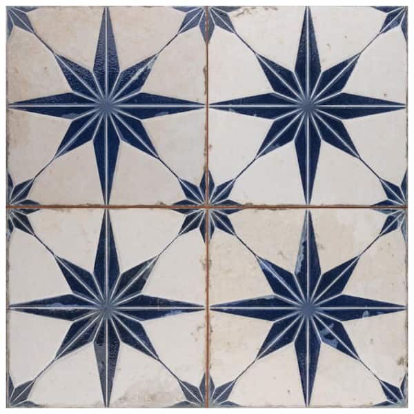 Merola Tile Kings Star Luxe Blue 8 in. x 8 in. Ceramic Floor and Wall Take Home Tile Sample