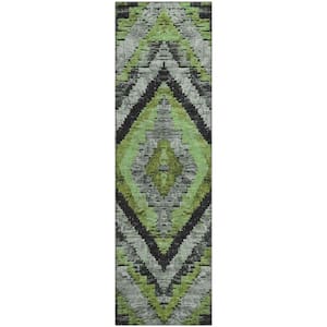 Mayfield Premium Machine Washable Abstract AMF1890 Aloe 2 ft. 3 in. x 7 ft. 6 in. Runner Rug