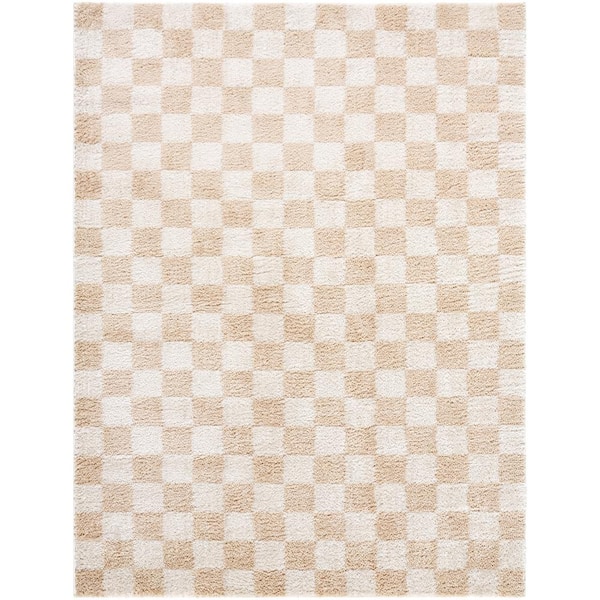 Fossay Shag Beige 8 ft. x 10 ft. Modern Indoor Area Rug