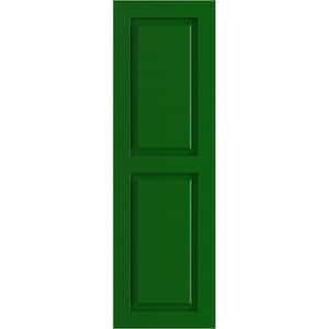 True Fit 15 in. x 78 in. PVC 2 Equal Raised Panel Shutters, Pair in Viridian Green