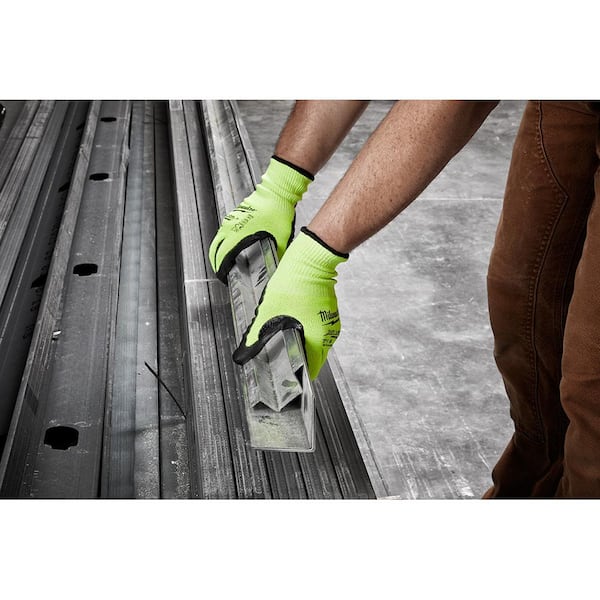 Milwaukee - Large High Visibility Level 3 Cut Resistant Polyurethane Dipped Work Gloves (12-Pack)