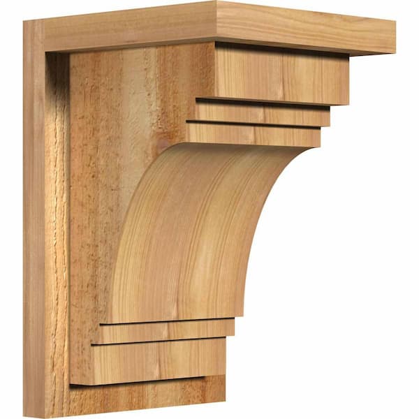 Ekena Millwork 8 in. x 8 in. x 12 in. Western Red Cedar Pescadero Rough Sawn Corbel with Backplate