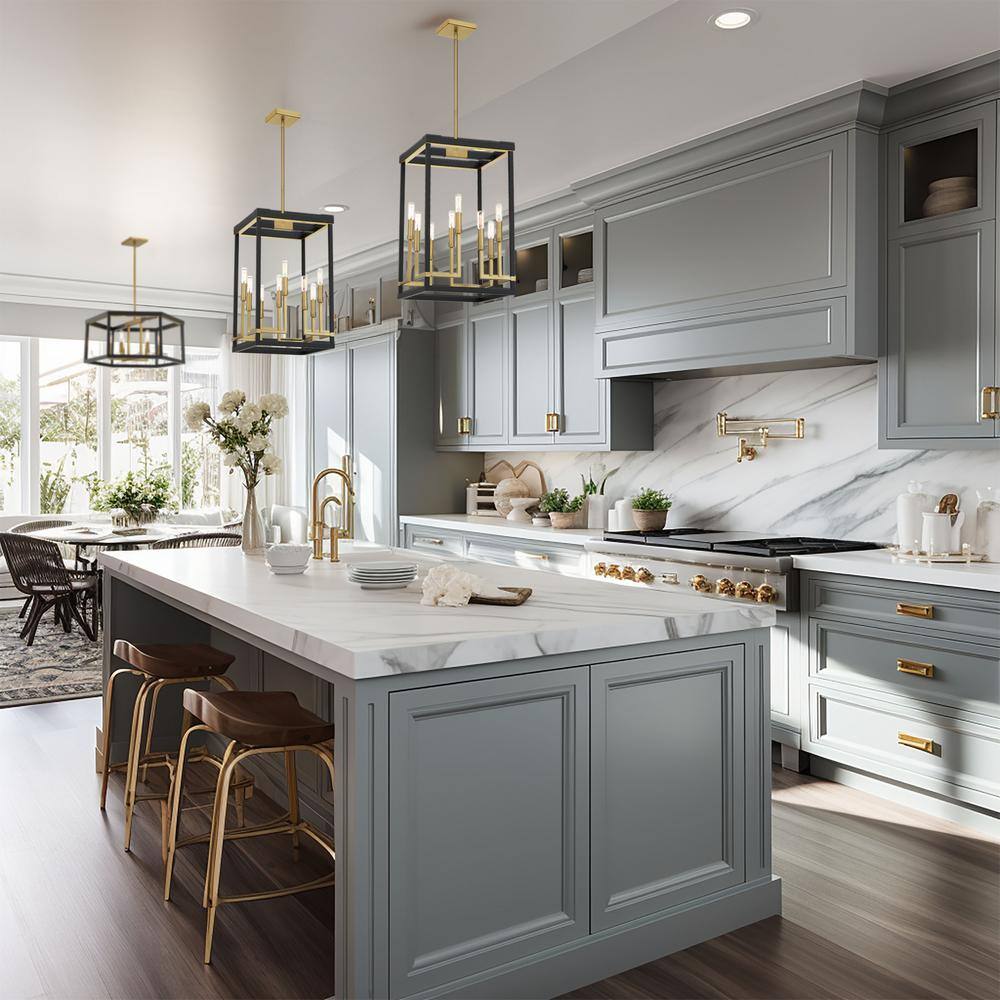 Coal and Soft Brass 8-Light Aluminum Pendant for Indoor/Outdoor Use
