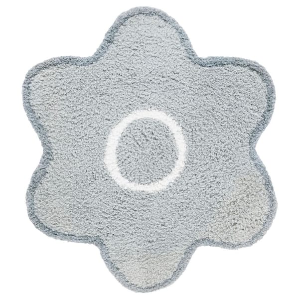 Novelty 3 ft. x 3 ft. Light Gray/Ivory Floral Specialty Area Rug