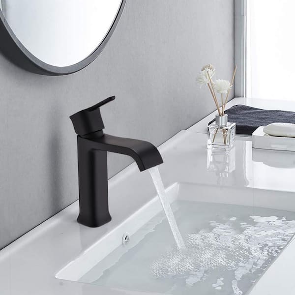 ABAd Single-Handle Three/Single Hole Bathroom Faucet with Pop Up Drain and Deckplate in Matte Black