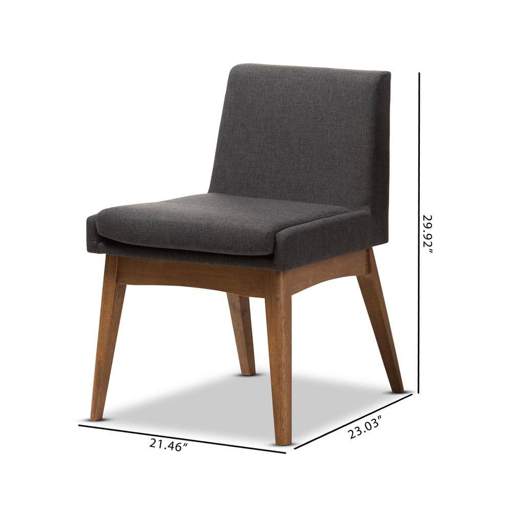 Walnut Brown Leather Upholstered Parsons Side Chair