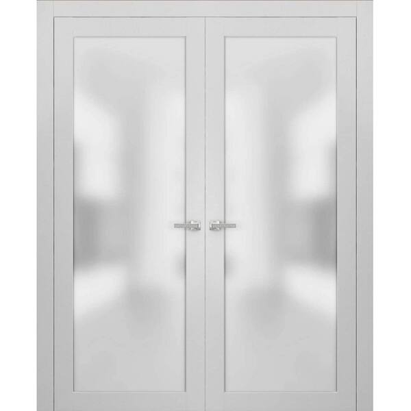 Sartodoors 64 in. x 84 in. 1-Panel White Finished Solid Wood Sliding Door with Pocket Hardware