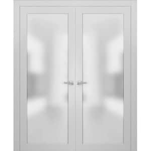 48 in. x 80 in. 1-Panel White Finished Solid Wood Sliding Door with Pocket Hardware