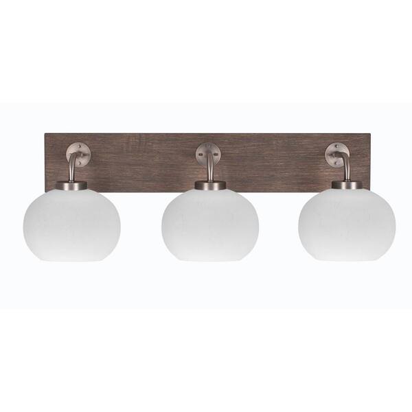 Lighting Theory Kirby 27.25 in. 3-Light Graphite and Painted Distressed Wood-look Metal Vanity Light