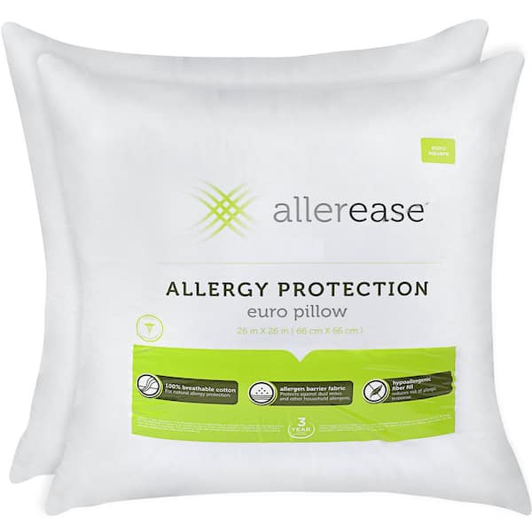 AllerEase Cotton Hypoallergenic Down Alternative Euro Pillow (Set of 2)