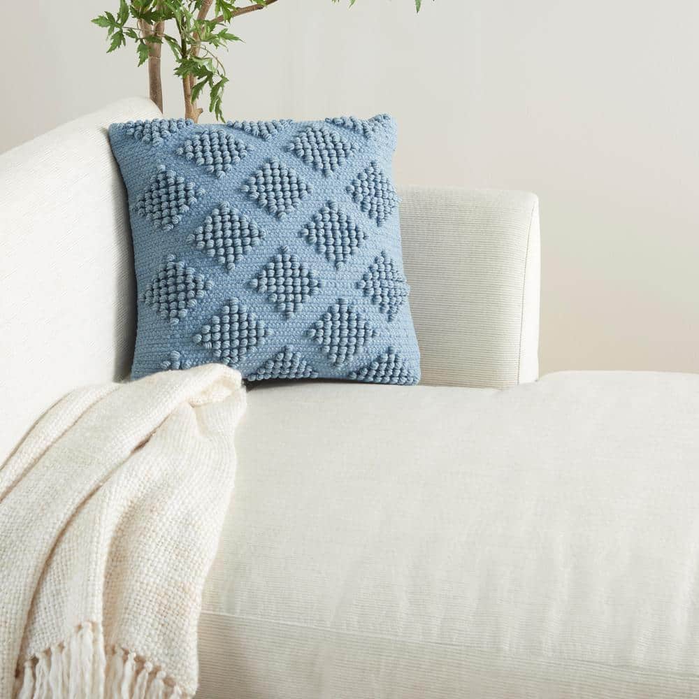 Ocean Blue Woven Diamonds 18" Square Throw Pillow