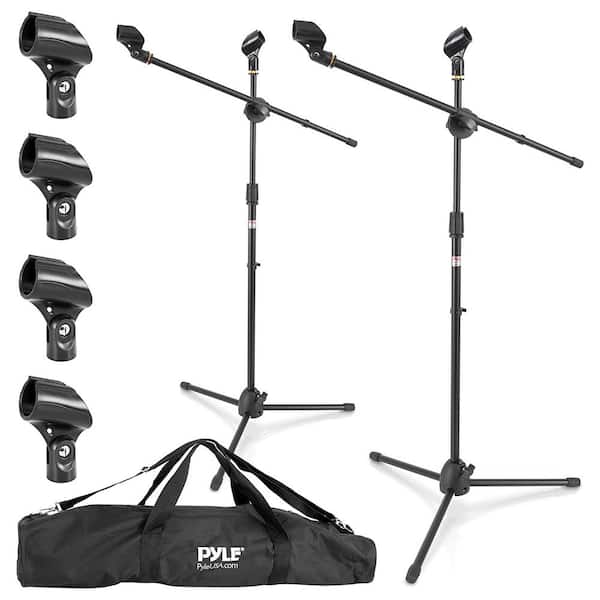 Pyle Universal Tripod Microphone Stands with Carry Bag (2-Pack)