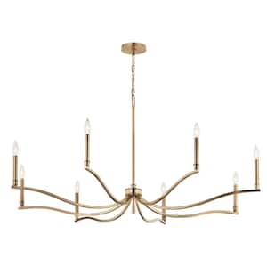 Malene 52 in. 8-Light Champagne Bronze Traditional Candle Chandelier for Dining Room