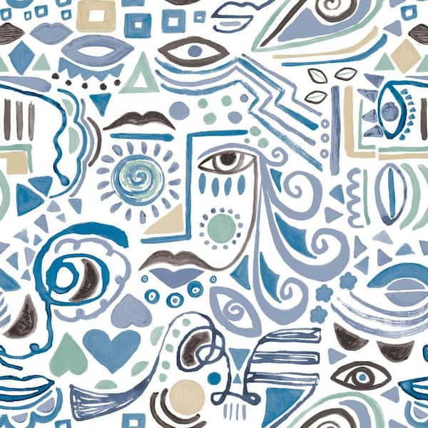 RoomMates 28.29 sq. ft. Mod Faces Peel and Stick Wallpaper