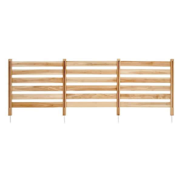 Wood Privacy Fence, 38 in. W x 36 in. L, 3-Panel Slatted Screen, Metal Stakes, Simple Setup, Outdoor Trash Can Cover