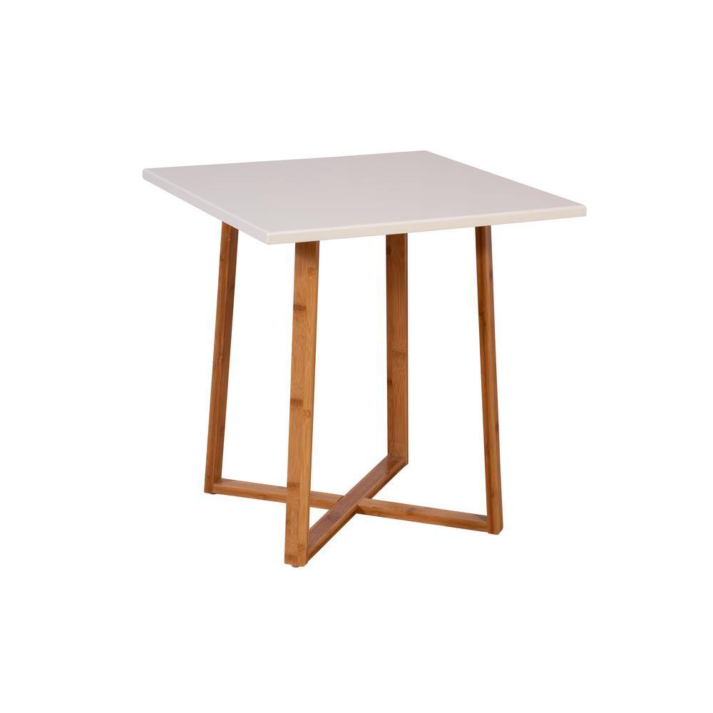 Eccostyle Solid Bamboo Frame Round End Table - White