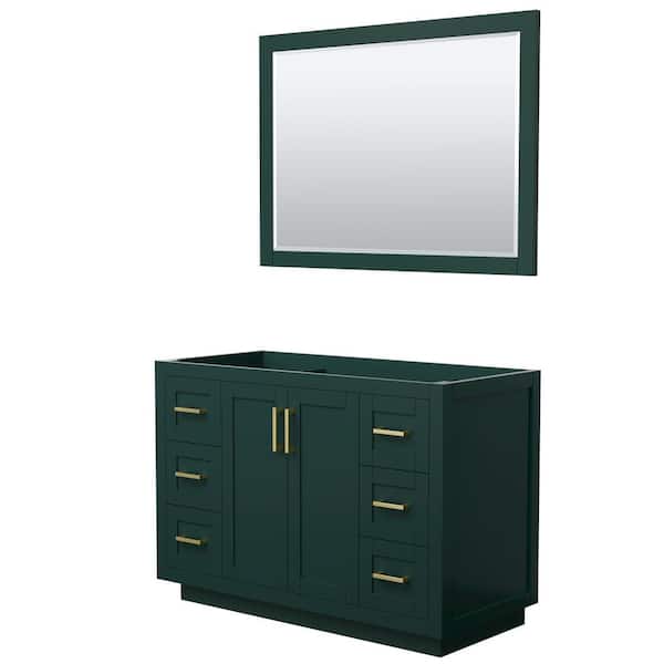 Wyndham Collection Miranda 47.25 in. W x 21.75 in. D x 33 in. H Single Sink Bath Vanity Cabinet without Top in Green with 46 in. Mirror