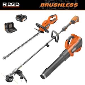 18V Brushless Cordless String Trimmer, 510 CFM Leaf Blower, and 22 in. Hedge Trimmer with 4.0 Ah Battery and Charger