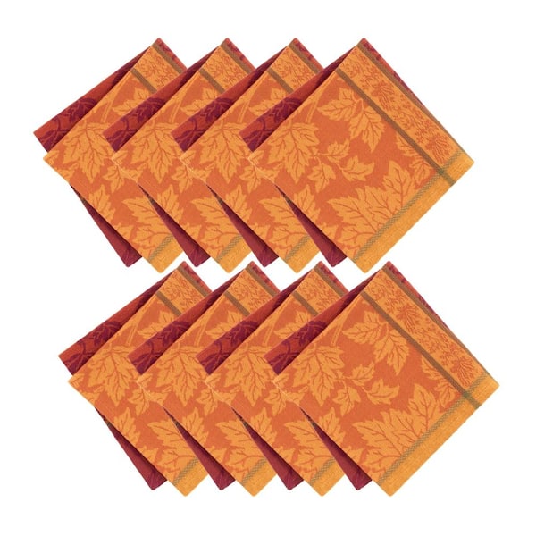 Maplewood Jacquard Harvest Cotton Napkins, Set of 8, Multicolor - 17"W x 17"L