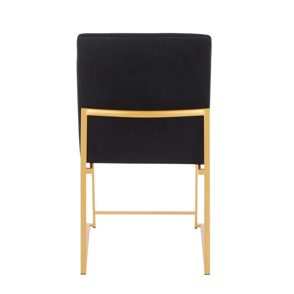 Fuji Black Velvet Upholstered High Back Side Chair with Gold Metal Frame