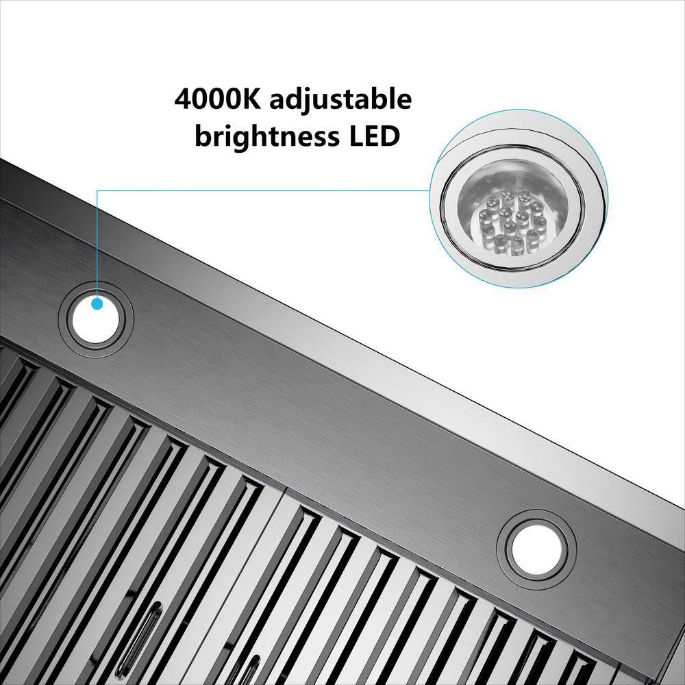 30-Inch Silver Stainless Steel Wall Mounted Range Hood with Charcoal Filter