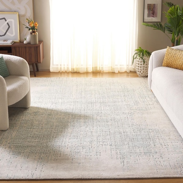 Mirage 9 ft. x 12 ft. Teal/Beige Distressed Striped Area Rug