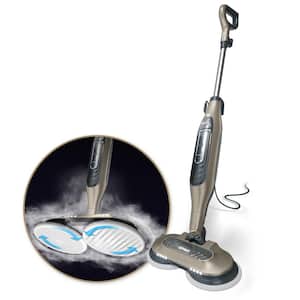 Corded Scrub Mop and Steam Cleaner for Hardwood, Stone, Tile, and Marble 14.5in. in Brown with Rotating Steam Pads