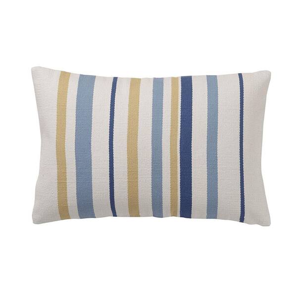 Cstudio Home by The Company Store Brooklyn Stripe Blue 16 in. x 24 in. Decorative Throw Pillow Cover