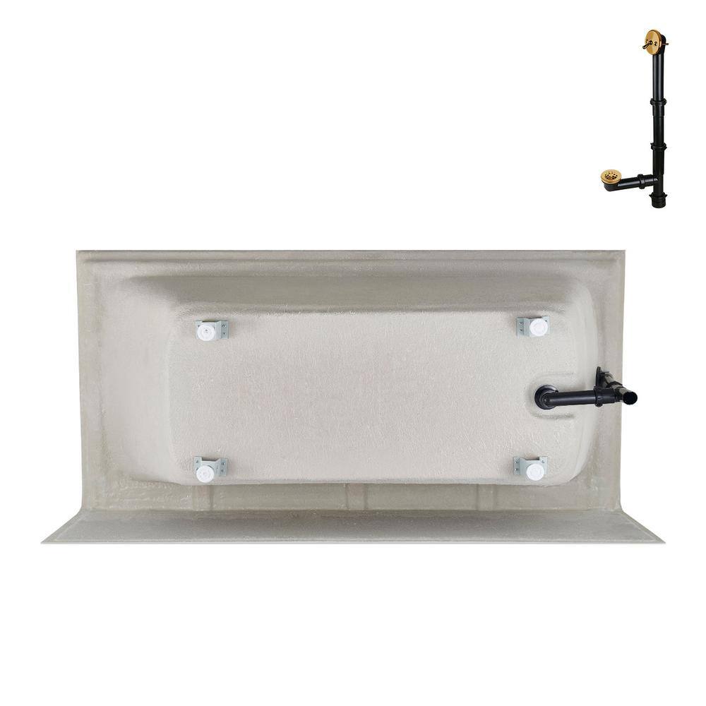 Glossy White Acrylic Alcove Bathtub with Brushed Gold Trim